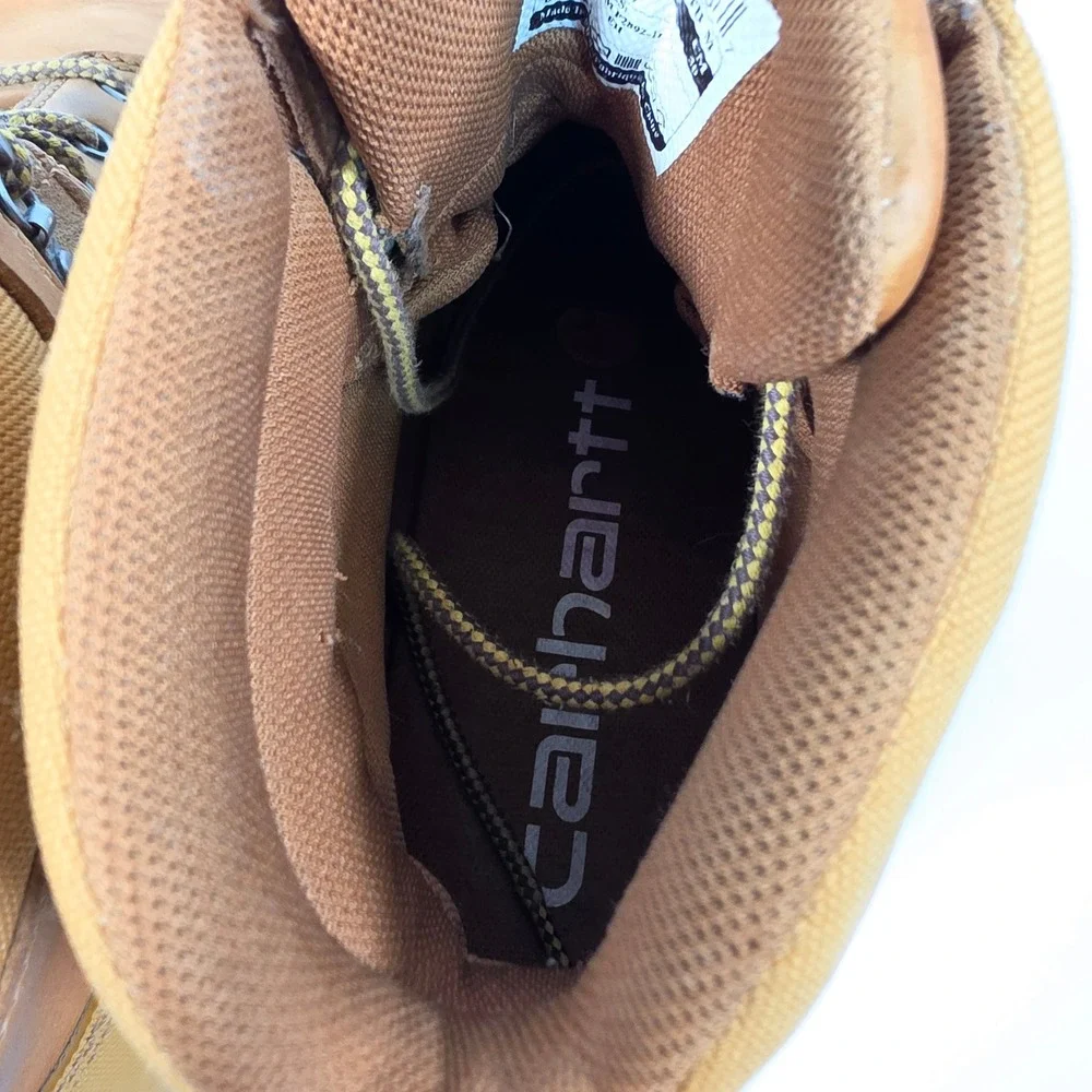Carhartt Waterproof Work Boots Men's 12 Brown Leather Soft Toe Lace Up Workwear